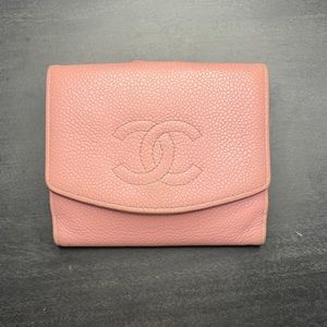 AUTHENTIC CHANEL pink tri fold wallet